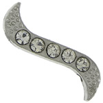 Brev Zinc Alloy Connector, Bogstavet S, platin farve forgyldt, med rhinestone & 1/1 løkke, nikkel, bly & cadmium fri, 18.50x6.50x3mm, Hole:Ca. 1.5mm, 400pc'er/Lot, Solgt af Lot