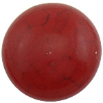 Cabochon de turquesa natural, Turquesa sintética, Roda plana, traseira plana, vermelho profundo, 35x35x9mm, 60PCs/Lot, vendido por Lot