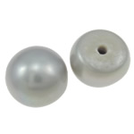 Half Vrtané kultivované sladkovodní perle, Sladkovodní Pearl, Oválný, přírodní, half-vrtané, šedá, nikl, olovo a kadmium zdarma, 6.5-7mm, Otvor:Cca 0.5mm, Cca 56páry/Lot, Prodáno By Lot