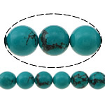 Türkiz gyöngyök, Festett Turquoise, Kerek, Peacock Blue, 6mm, Lyuk:Kb 0.5mm, Hossz Kb 16 inch, 10Strands/Lot, 67PC-k/Strand, Által értékesített Lot