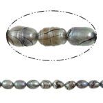 Ris odlad sötvattenspärla pärlor, Freshwater Pearl, naturlig, svart, Grade A, 8-9mm, Hål:Ca 0.8mm, Såld Per 15 inch Strand