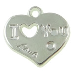 Copper Coated Plastic Pendant Heart platinum color plated nickel lead & cadmium free Approx 2mm Sold By Lot