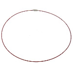 Collares, alambre de cola de tigre, latón cierre de rosca, chapado en color de platina, Rojo, 1mm, 16x4mm, longitud 18 Inch, 500Strandsfilamento/Grupo, Vendido por Grupo