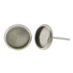 Stainless Steel Earring Stud Component Flat Round original color 12mm 0.8mm Inner Approx 6mm Sold By Lot