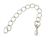 Messing Extender Chain, silver plated, nikkel, lood en cadmium vrij, 3x4x1mm, 2x7mm, Lengte 2 inch, 1000strengen/Lot, Verkocht door Lot