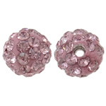 Abalorios de Fimo con Diamantes de Imitación , Arcilla analiar de diamantes de imitación AB, Esférico, rosa claro, 8mm, agujero:aproximado 1.5mm, 50PCs/Bolsa, Vendido por Bolsa