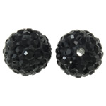 Abalorios de Fimo con Diamantes de Imitación , Arcilla analiar de diamantes de imitación AB, Esférico, Negro, 12mm, agujero:aproximado 2mm, 50PCs/Bolsa, Vendido por Bolsa