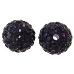 Abalorios de Fimo con Diamantes de Imitación , Arcilla analiar de diamantes de imitación AB, Esférico, amaranto, 12mm, agujero:aproximado 2mm, 50PCs/Bolsa, Vendido por Bolsa