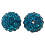 Perles d'argile Pave strass, argile, Rond, avec strass, indicolite, 12mm, Trou:Environ 2mm, 50PC/sac, Vendu par sac