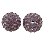 Rhinestone Clay Pave Χάντρες, πηλό rhinestone pave, Γύρος, με στρας, μωβ, 12mm, Τρύπα:Περίπου 2mm, 50PCs/τσάντα, Sold Με τσάντα