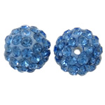 Rhinestone Clay Pave Χάντρες, πηλό rhinestone pave, Γύρος, με στρας, γαλάζιο, 12mm, Τρύπα:Περίπου 2mm, 50PCs/τσάντα, Sold Με τσάντα