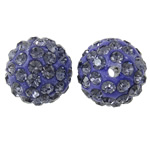 Rhinestone Clay Pave perle, bižuterija glina Pave, Krug, s Rhinestone, Tanzanite, 12mm, Rupa:Približno 2mm, 50računala/Torba, Prodano By Torba