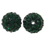 Abalorios de Fimo con Diamantes de Imitación , Arcilla analiar de diamantes de imitación AB, Esférico, verde oscuro, 12mm, agujero:aproximado 2mm, 50PCs/Bolsa, Vendido por Bolsa