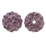 Rhinestone Clay Pave Χάντρες, πηλό rhinestone pave, Γύρος, με στρας, μωβ, 10mm, Τρύπα:Περίπου 1.5mm, 50PCs/τσάντα, Sold Με τσάντα