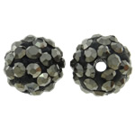 Rhinestone Clay Pave Χάντρες, πηλό rhinestone pave, Γύρος, με στρας, Jet αιματίτης, 10mm, Τρύπα:Περίπου 1.5mm, 50PCs/τσάντα, Sold Με τσάντα