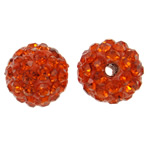 Rhinestone Clay Pave Kralen, strass klei pave, Ronde, met strass, diep roodachtig oranje, 10mm, Gat:Ca 1.5mm, 50pC's/Bag, Verkocht door Bag