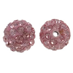 Abalorios de Fimo con Diamantes de Imitación , Arcilla analiar de diamantes de imitación AB, Esférico, rosa claro, 10mm, agujero:aproximado 1.5mm, 50PCs/Bolsa, Vendido por Bolsa