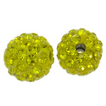 Rhinestone Clay Pave Χάντρες, πηλό rhinestone pave, Γύρος, με στρας, Citrine, 10mm, Τρύπα:Περίπου 1.5mm, 50PCs/τσάντα, Sold Με τσάντα