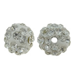 Rhinestone Clay Pave Χάντρες, πηλό rhinestone pave, Γύρος, με στρας, λευκό, 8mm, Τρύπα:Περίπου 1.5mm, 50PCs/τσάντα, Sold Με τσάντα