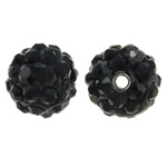 Colares  de pedra de argila , Roda, com strass, preto, 8mm, Buraco:Aprox 1.5mm, 50PCs/Bag, vendido por Bag