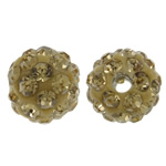 Colares  de pedra de argila , Roda, com strass, amarelo, 8mm, Buraco:Aprox 1.5mm, 50PCs/Bag, vendido por Bag