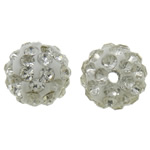 Rhinestone Clay Pave Χάντρες, πηλό rhinestone pave, Γύρος, με στρας, λευκό, 10mm, Τρύπα:Περίπου 2mm, 50PCs/τσάντα, Sold Με τσάντα