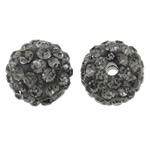 Rhinestone Clay Pave Χάντρες, πηλό rhinestone pave, Γύρος, με στρας, γκρί, 10mm, Τρύπα:Περίπου 2mm, 50PCs/τσάντα, Sold Με τσάντα