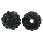 Rhinestone Clay Pave Χάντρες, πηλό rhinestone pave, Γύρος, με στρας, μαύρος, 10mm, Τρύπα:Περίπου 2mm, 50PCs/τσάντα, Sold Με τσάντα