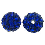 Abalorios de Fimo con Diamantes de Imitación , Arcilla analiar de diamantes de imitación AB, Esférico, azul oscuro, 10mm, agujero:aproximado 2mm, 50PCs/Bolsa, Vendido por Bolsa