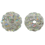 Rhinestone Clay Pave Χάντρες, πηλό rhinestone pave, Γύρος, Χρώμα AB επιχρυσωμένο, με στρας, λευκό, 10mm, Τρύπα:Περίπου 2mm, 50PCs/τσάντα, Sold Με τσάντα