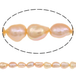 Barokní kultivované sladkovodní perle, Sladkovodní Pearl, Baroko, přírodní, růžový, 11-12mm, Otvor:Cca 0.8mm, Prodáno za 15 inch Strand