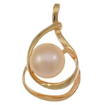 Freshwater Pearl Vedhæng, Ferskvandsperle, med Messing, Teardrop, rosa guld farve forgyldt, 20.50x36x10mm, Hole:Ca. 3.5x7mm, Solgt af PC