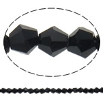 Imitação grânulos de cristal de CRYSTALLIZED™, Bicone, facetada & imitação de cristal CRYSTALLIZED™, Preto, 4x4mm, Buraco:Aprox 1mm, comprimento Aprox 19 inchaltura, 10vertentespraia/Bag, vendido por Bag