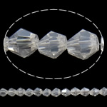 Efterligning CRYSTALLIZED™ Crystal Beads, Krystal, Bicone, AB farve forgyldt, facetteret & efterligning CRYSTALLIZED™ krystaller, Krystal, 6x6mm, Hole:Ca. 1mm, Længde Ca. 11.8 inch, 10/