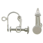 Messing Schroef Back Clip-on Earring Bevindingen, platinum plated, nikkel, lood en cadmium vrij, 16x13.50x3mm, Gat:Ca 1.5mm, 100paren/Bag, Verkocht door Bag