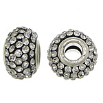 European kuglice smole, Smola, Rondelle, platine boja pozlaćen, limena dvostruka jezgra bez trol & s Rhinestone, 9x15mm, Rupa:Približno 5mm, 50računala/Lot, Prodano By Lot