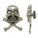 Zinc Alloy Skull silver color plated blacken nickel lead & cadmium free Sold By Bag