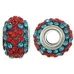 European kuglice smole, Smola, Rondelle, platine boja pozlaćen, limena dvostruka jezgra bez trol & s Rhinestone & u dvije nijanse, 10x15mm, Rupa:Približno 5mm, 50računala/Lot, Prodano By Lot