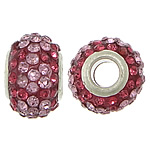 European Resin Beads Rondelle platinum color plated brass double core without troll & with rhinestone & two tone Approx 5mm Sold By Lot