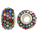 European Resin Beads Rondelle platinum color plated brass double core without troll & with rhinestone Approx 5mm Sold By Lot