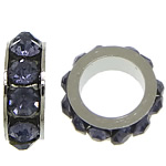 Rhinestone Spacers, Cink Alloy, Rondelle, platine boja pozlaćen, s Rhinestone, blue black, nikal, olovo i kadmij besplatno, 3x8mm, Rupa:Približno 5mm, 200računala/Lot, Prodano By Lot