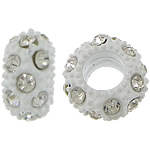 Lo zinco in lega European Beads, lega in zinco, Rondella, vernice di essiccamento, senza filo & con strass, bianco, assenza di nichel,piombo&cadmio, 6x12mm, Foro:Appross. 6mm, 200PC/lotto, Venduto da lotto