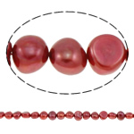 Grânulos pérolas cultivads de água doce, Pérolas de água doce, Batata, vermelho, Grade A, 9-10mm, Buraco:Aprox 0.8mm, vendido para 14.5 inchaltura Strand