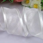 Chiffon Band, weiß, 25mm, Länge 125 yard, 25PCs/Menge, 5PCs/PC, verkauft von Menge