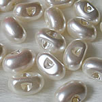 acrilico bottone garretto, fagiolo, stile Candy, bianco, 8x12mm, 100PC/borsa, Venduto da borsa