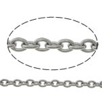 Rustfrit stål Oval Chain, Stainless Steel, oval kæde, oprindelige farve, 3.80x3x0.80mm, Længde 100 m, Solgt af Lot