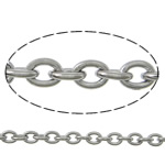 Rustfrit stål Oval Chain, Stainless Steel, oval kæde, oprindelige farve, 2.50x2x0.50mm, Længde 100 m, Solgt af Lot