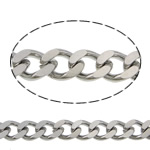 Ruostumaton teräs Curb Chain, alkuperäinen väri, 6x4.50x1.20mm, Pituus 100 m, Myymät erä