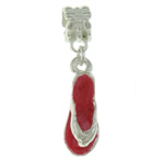 European stile Zinc Alloy pendenti, lega in zinco, Scarpe, placcato color argento, senza filo & smalto, rosso, assenza di nichel,piombo&cadmio, 7.20x20.80x6.50mm, Foro:Appross. 5mm, 200PC/borsa, Venduto da borsa