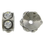 Stainless Steel Spacer Kralen, Roestvrij staal, Rondelle, met strass, oorspronkelijke kleur, 2.50x4mm, Gat:Ca 0.8mm, Verkocht door PC